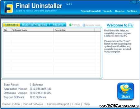 Final Uninstaller v2.6.6 DC 091310 + keygen